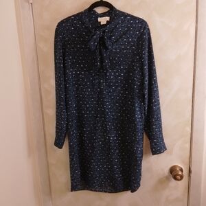 Size M House of Harlow 1960 Long Sleeve Blue White Shift Dress